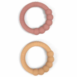 Filibabba Silikon Beißring 2er-Pack - Vintage Rose